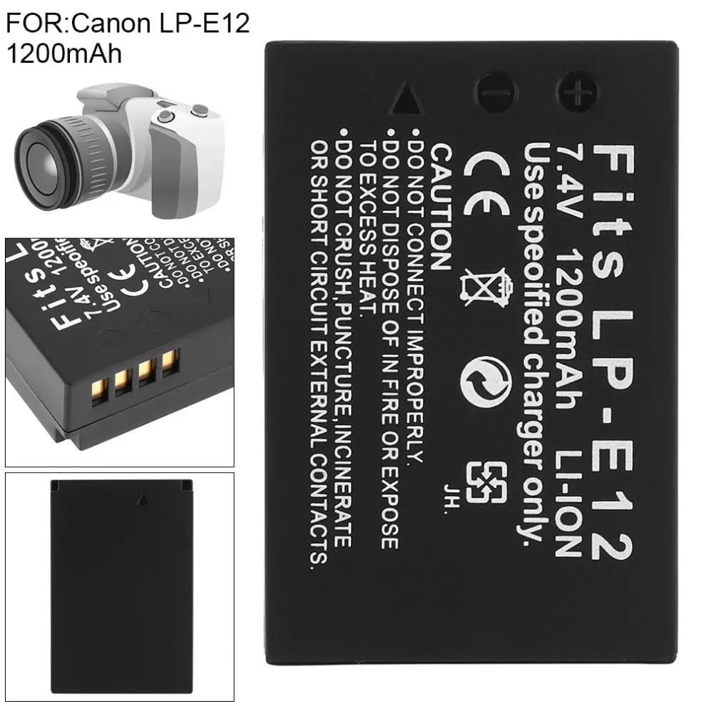 

LP-E12 1200mAh 7.4V Li-ion Rechargeable Digital SLR Camera Battery for Canon EOS 100D Kiss X7 Rebel SL1 EOS M10 DSLR Battery
