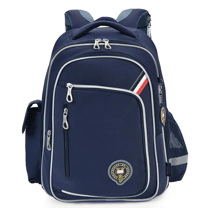 Университет Оксфорда для начальной школы, детская безопасная ортопедическая школьная сумка, рюкзак на плечо, портфель для мальчиков и девочек, класс 3-6 - Цвет: Синий