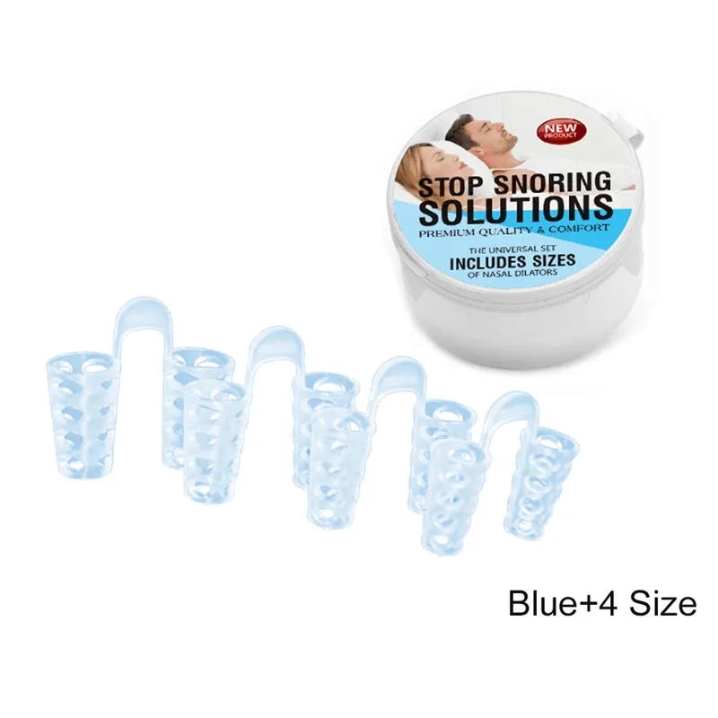 blue 4size 8 шт./кор. против храпа апноэ зажим для носа против храпа дышать помощь остановить устройство против храпа, оборудование, решения Стоп храпа - Цвет: blue 4size