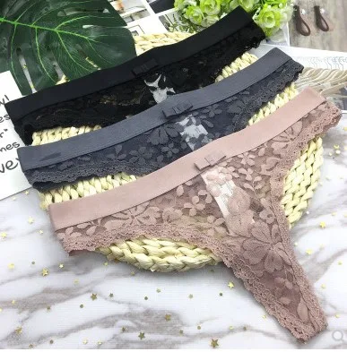 Voplidia Women Sexy Panties Underwear Thongs G-Strings 2018 See through Female Seamless Lingerie Lace Low-waist G Strings PM213