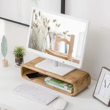 Компьютерный монитор, высота стойки, твердая деревянная подкладка, бамбуковый Настольный держатель для хранения, Офисная Книжная стойка для хранения мелочей, удобная креативная