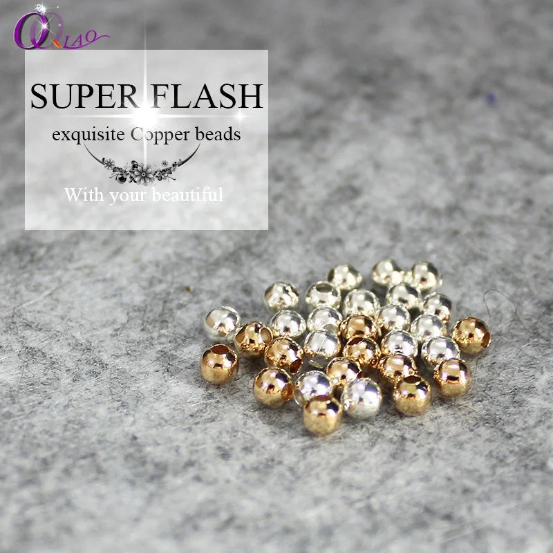 

High Quality 4MM Metal Connectors beads plated Silver golden smooth face Copper Beads Jewelry Making DIY Accessories