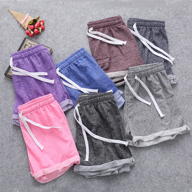 

2017 Summer Street Fashion Shorts Women Casual Loose Cotton Contrast Binding Side Split Elastic Waist Comfortable Short Femme