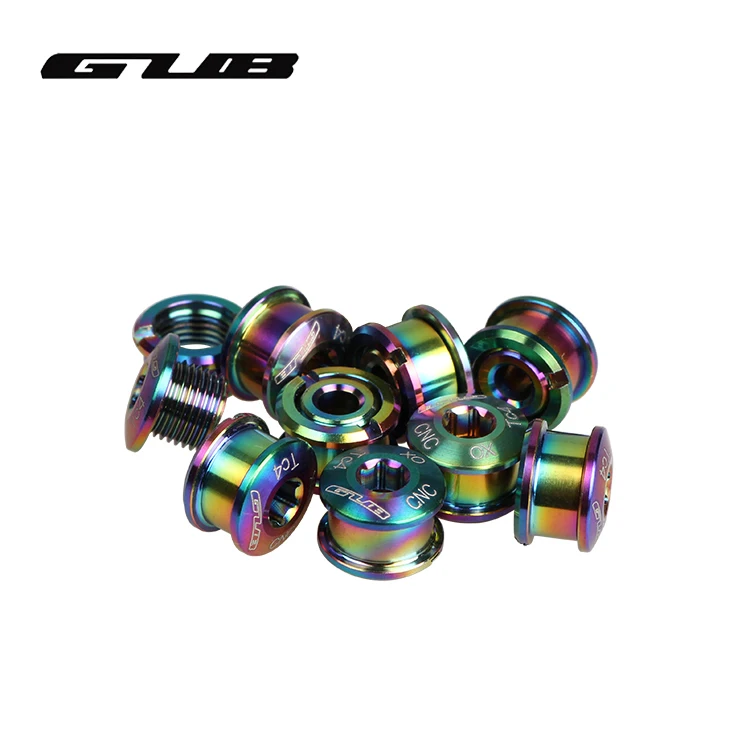 

NEW GUB Colorful Plating Titanium MTB Road Chainwheel Bolts Titanium Ti Crankset Chainring Bolts Nuts Bicycle Accessories M8*6mm