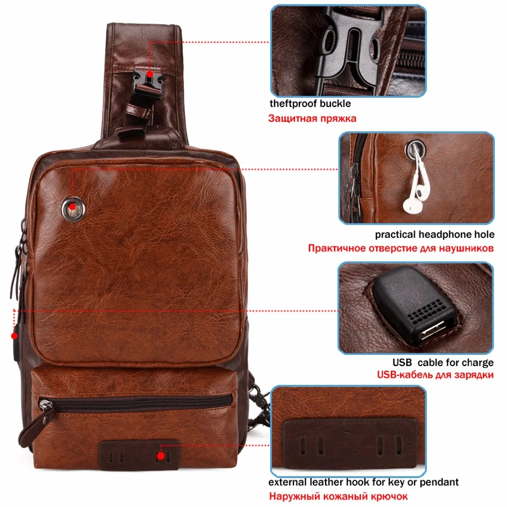 فيكونيا بولو مكافحة سرقة الخارجية USB تهمة حقيبة ساعي خليط الرجال Crossbody حقيبة قدرة كبيرة عارضة حقيبة سفر الرجل الساخن