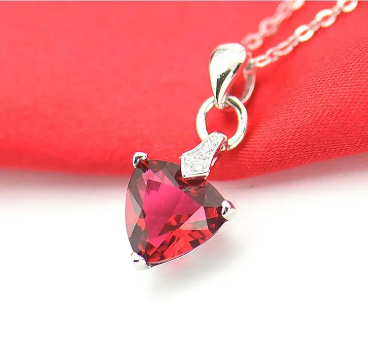 

Jewelry Gift for Her Romantic Heart Necklace Pendant Genuine 925 Sterling Silver Chain Link Necklace Royal Blue Gems Pendant