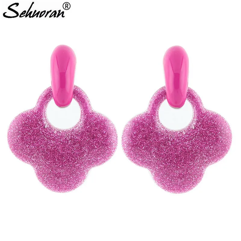 

Sehuoran Statement Earrings Wedding Drop Multicolored Hot Fashion Resin Dangle Earrings Jewelry Women 2017 New Bohemian