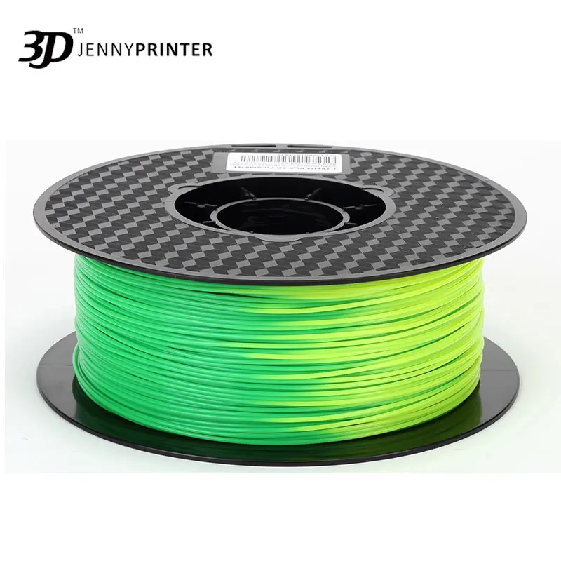 Jenny 3D Печатный Материал PLA нить 1 75 мм кг зеленый на желтый изменение
