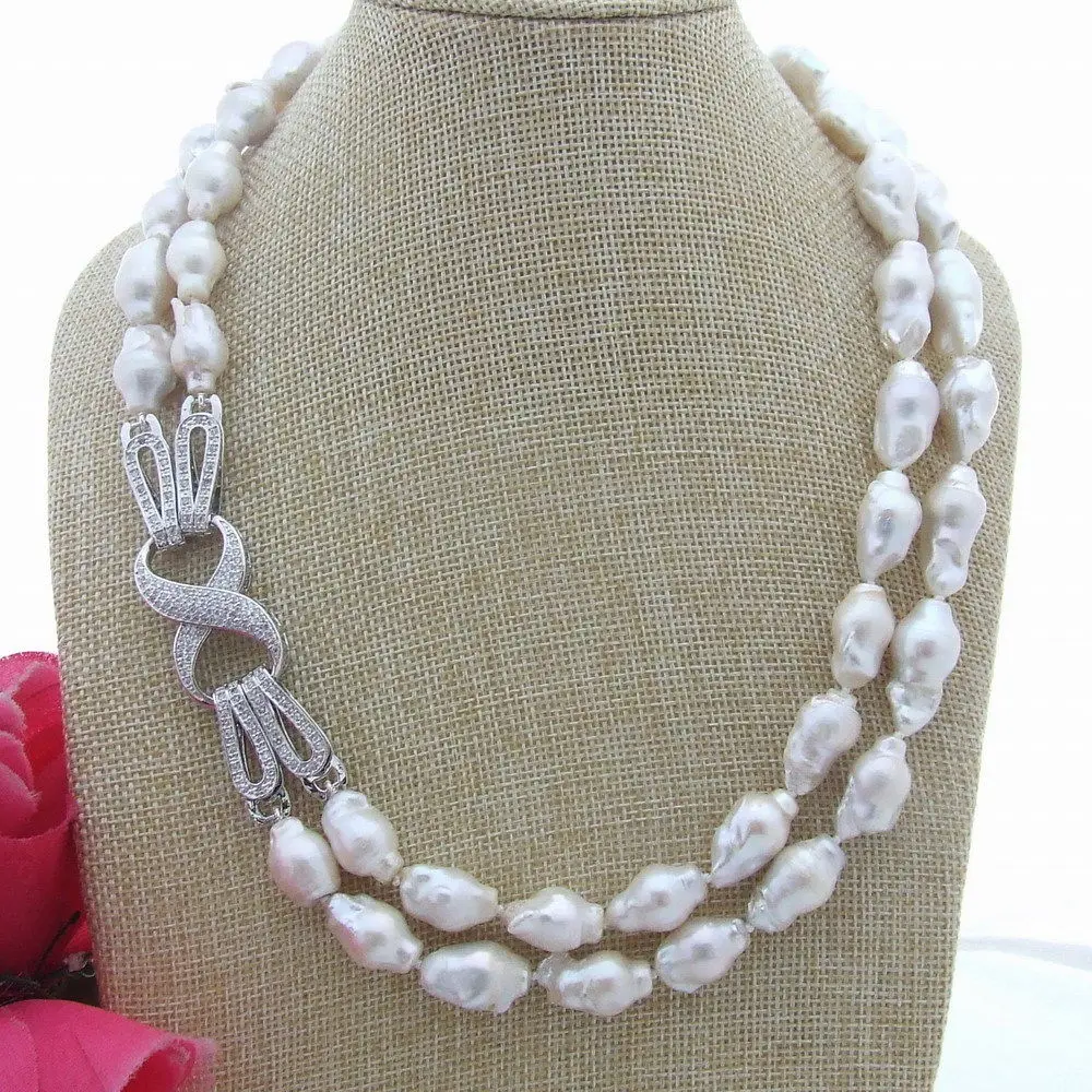 

FC052205 20" Natural White 18MM Reborn Keshi Baroque Pearl Necklace