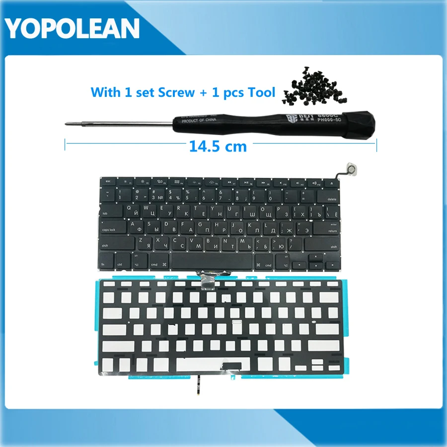 

New Small Enter Key Russia Russian Keyboard With Backlight For Macbook Pro 13" Unibody A1278 2009 2010 2011 2012