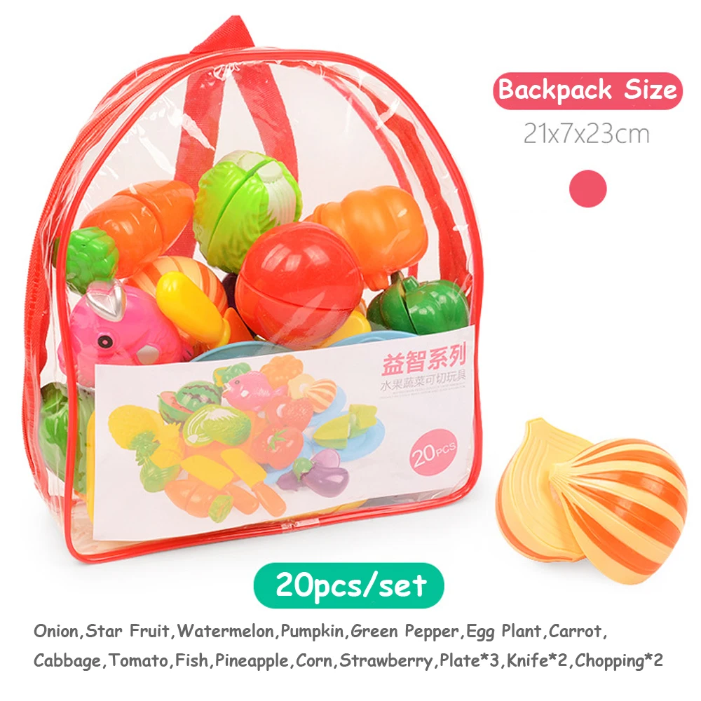 Детские игрушки для кухни набор с рюкзаком фрукты и овощи резка еда для куклы пособия по кулинарии набор образовательных игрушек подарки для детей