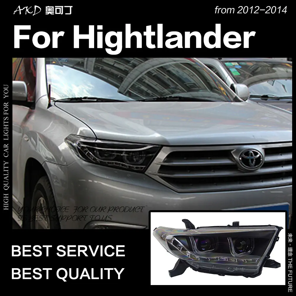 AKD автостайлинг фары Toyota Highlander 2012 2014 Светодиодная… для Kluger DRL Hid ангельские глазки
