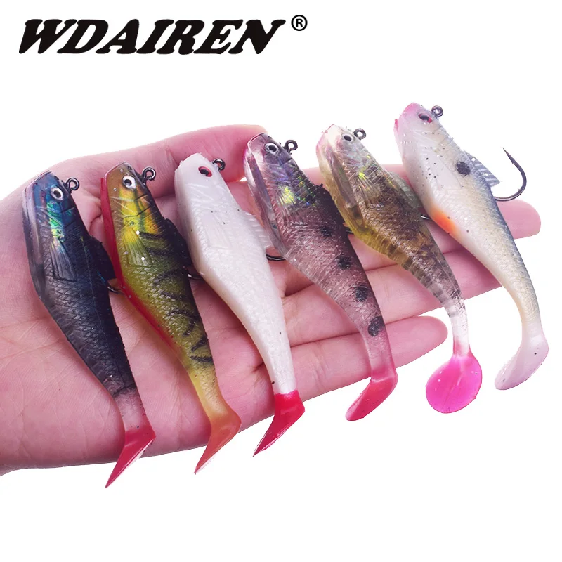  WDAIREN 8cm 5cm Jigging Lead Head PVC Fishing Lures Swimming Artificial Baits T Tail Silicone Lead 