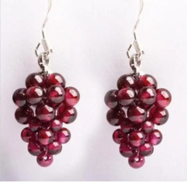 Natural crystal garnet grape earrings female 925 silver ear hook fashion jewelry drop earring | Украшения и аксессуары