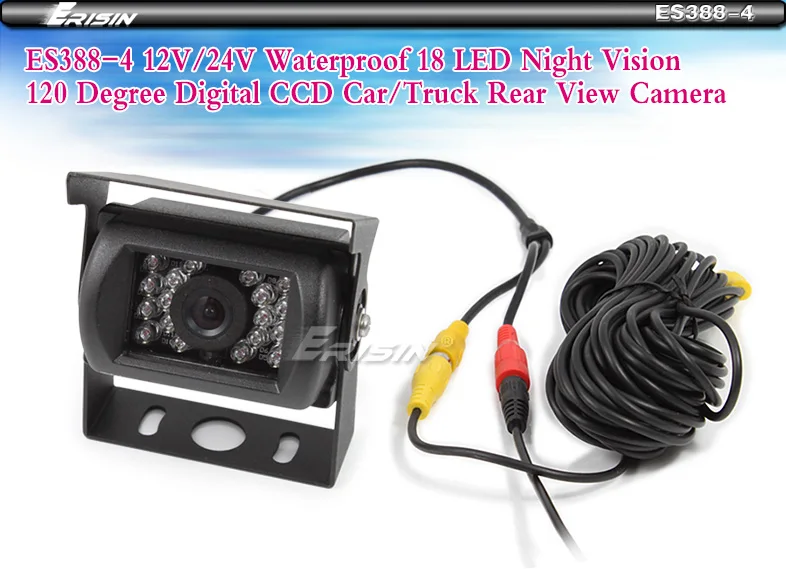 Erisin ES388-4 автомобиля/грузовика CCD Цвет Реверсивный Камера 12 V/24 V 18 ИК светодиодный