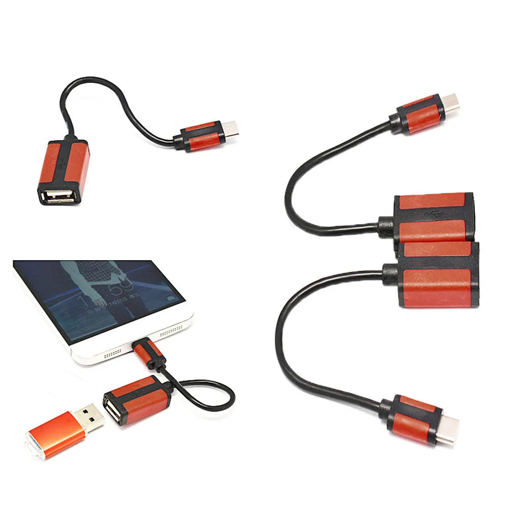 Type-C Male Connector To Female USB 2.0 OTG Data Cable Cord (2)