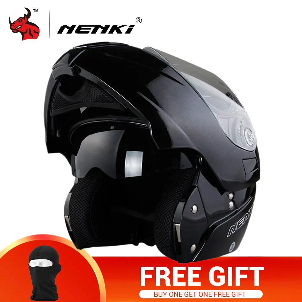 NENKI мотоциклетный шлем с двойными линзами, мотоциклетный шлем С Откидывающейся Крышкой, мотоциклетный шлем, мотоциклетный шлем для гонок по бездорожью - Цвет: 831 light black