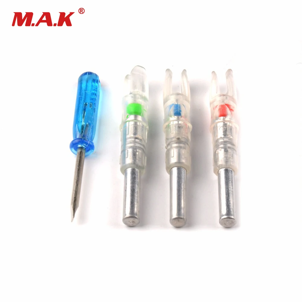 

3pcs/pack Automatically Lighted Arrow Nock Red/Blue/Green Color Led Lighting Arrow Nock 6.2mm Nock Shaft with Screwdriver