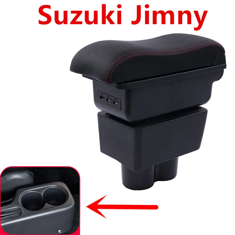 Для Suzuki JIMNY подлокотник коробка usb зарядка повышение двойной слой центральный магазин содержание Подстаканник Пепельница аксессуары 15-19