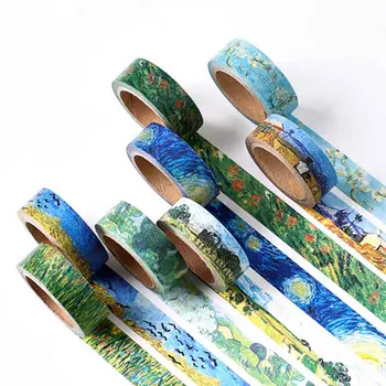 

1 Pc 15mm*7m Starry Night Van Gogh Diy Paper Washi Tape Masking Tape Color Decorative Adhesive Tapes School Supplies
