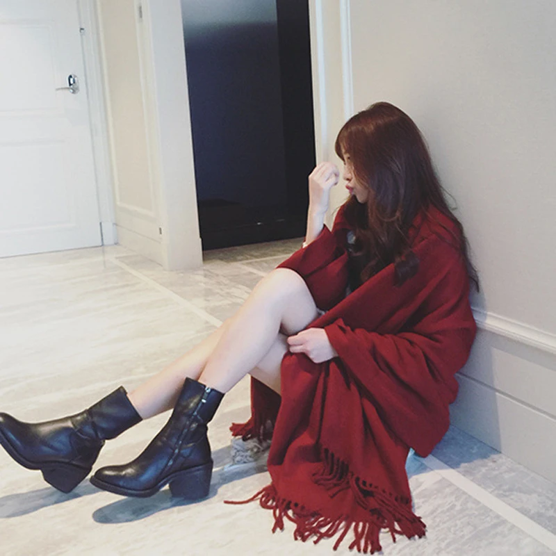 2016 Winter Fashion Girls font b Tartan b font Long Shawls Women Poncho Bandana Plaid Scarf