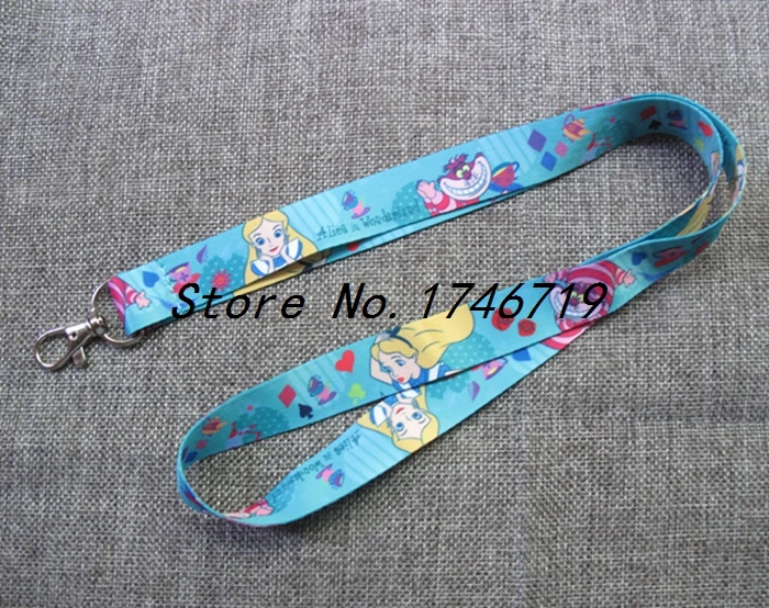 

Retail 1 pcs cartoon Alice In Wonderland Princess Straps Lanyard ID Badge Holders Mobile Neck Keychains For Party Gift nl-55