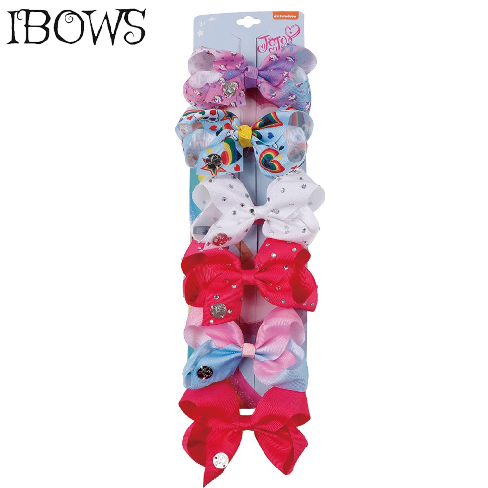

6Pcs/Card Pint Rainbow Hair Bows Small Hair Clips With Rhinestone For Girls Gift Suit Boutique Hairpins Hair Accessories