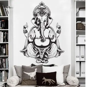 

Removable Watrproof wallpaper Vinyl wall Sticker Art Decor Wall Decal Ganesh Buddha Elephant Om Yoga Hindu Mandala D183