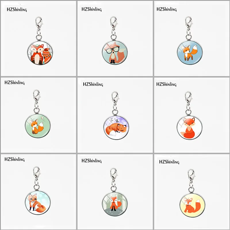 

2019 Cute Sleeping Fox Stainless Steel Round Charms Lovely Animal Detachable Glass Pendants Jewelry
