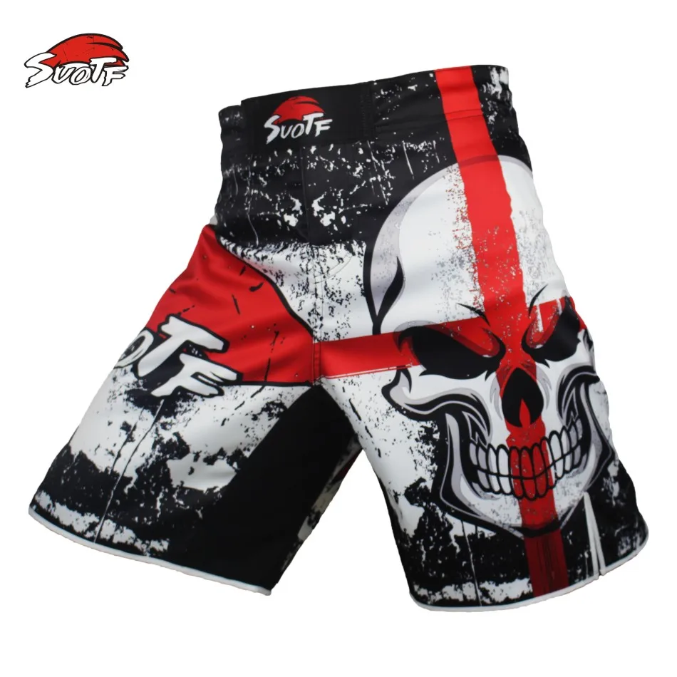 SUOTF боксерские тренировочные спортивные трусы Muay Thai Fighwear Fitness Combat Sports Skull Motion Boxing
