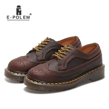 Новинка; обувь из натуральной кожи bullock в римском стиле; винтажные мужские туфли с низким верхом и перфорацией; кожаные туфли унисекс на шнуровке