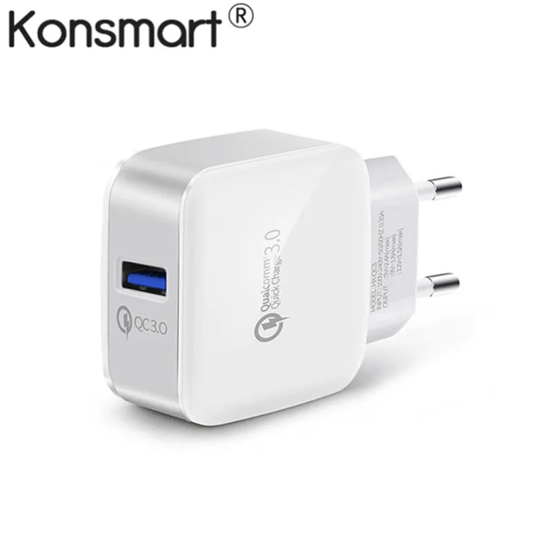 Konsmart Quick Charge 3,0 15 Вт дорожное настенное быстрое зарядное устройство для iphone X 6 зарядное устройство для Xiaomi Mi Mix 2 HuaWei Зарядка для телефона