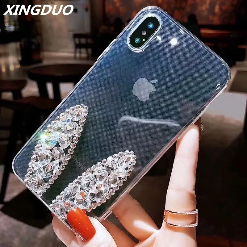 

XINGDUO Bling Diamond case for iphone X XS MAX XR cute Glitter Rabbit ears Patterned for iphone 6 6S 7 8 Plus Mobile Phone Shell