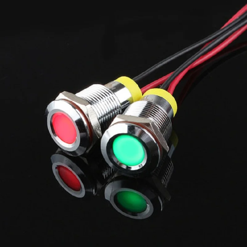 12mm Metal Flashing Waterproof Indicator Light 6v 12v 220v Led Blink