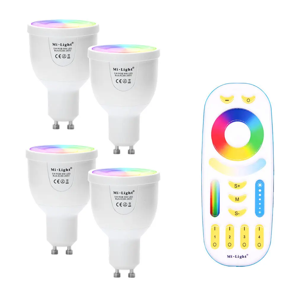 

Dimmable LED Lamp 5W GU10 LED Bulbs RGBW+CW/WW Mi Light LED Spotlight AC 85V-265V 2.4G RF Remote Control Smart Bulb lighting