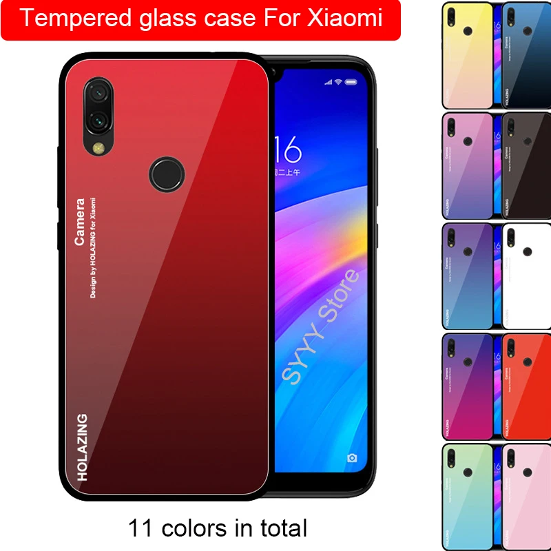 Gradient Tempered Glass Case For Xiaomi Redmi Note 7 Pro redmi note 5 pro 6 plus Cover Protective Fundas gift |