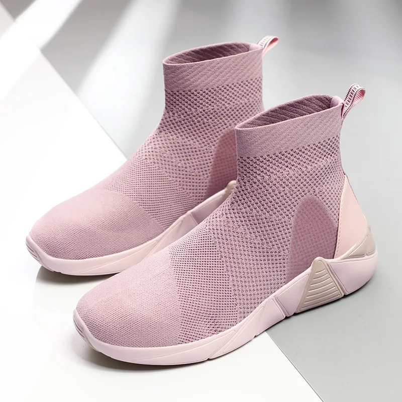 Cena Dzianiny damskie wysokie buty sportowe lekkie miękkie siłownia kobieta para Tenis skarpety buty sportowe modne adidasy Tenis Feminino