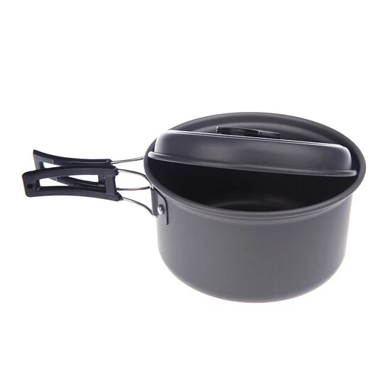 Portable Outdoor Cooking Camping Pot Anodised Aluminum Foldable Handles