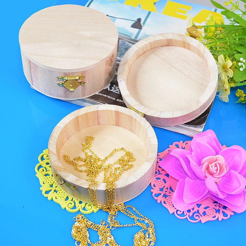 

New Arrival Natural Wood Small Wooden Box with Lid and Lock Jewerally Storage Box Wedding Table Gift Box Makeup Organizer Box