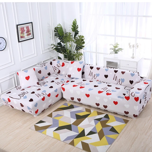 Grey Heart Pattern Universal Stretch Furniture Ers For Living Grey Heart Pattern Universal Stretch Furniture Ers For Living Room Elastic L Shape Sofa All