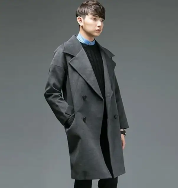 Ultra long paragraph cashmere MEN overcoat loose 2017