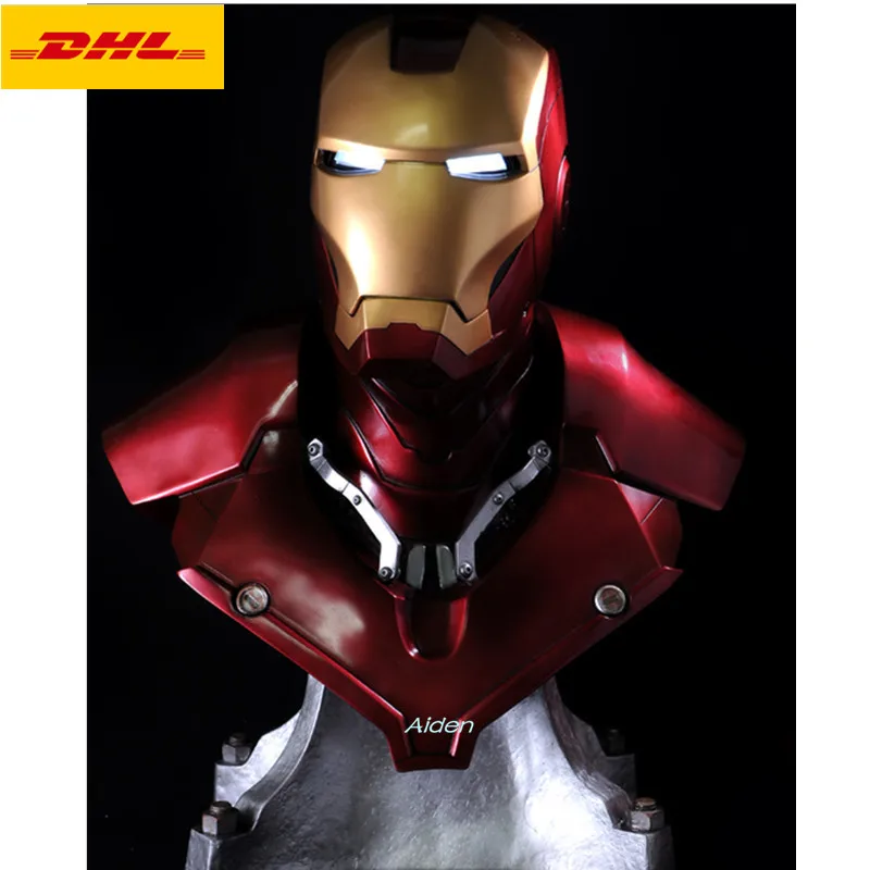 

21" Avengers: Endgame Statue Superhero Bust Iron Man 1:1 MK3 Head Portrait With LED Light GK Action Figure PF Toy BOX 54CM B1484