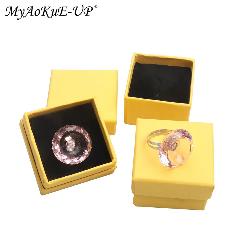 

Pink Glass Glue Ring Adhesive Pallet Individual Crystal Glue Holder for Eyelash Extension