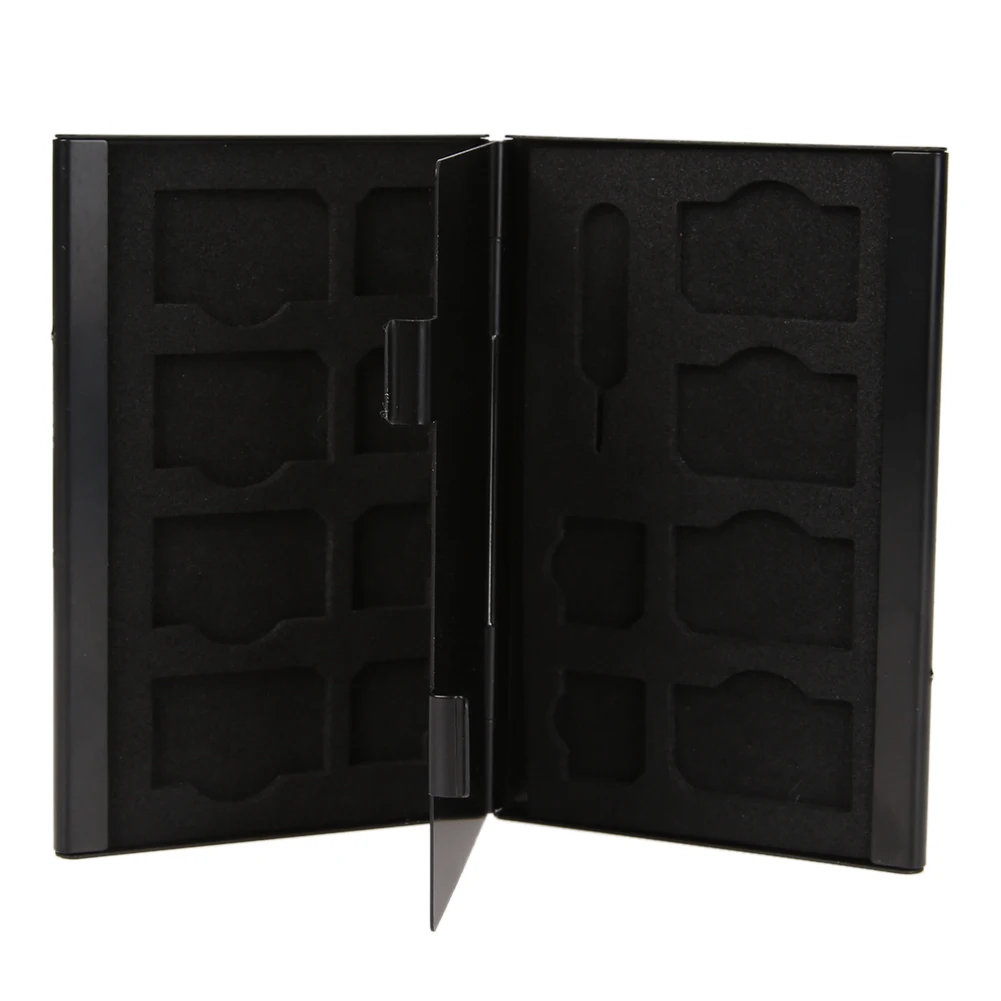 

NEW Black 15-in-1 Aluminum Storage Box Bag Wallet Large Capacity Memory Card Case Holder For SIM Micro Nano SIM Cards
