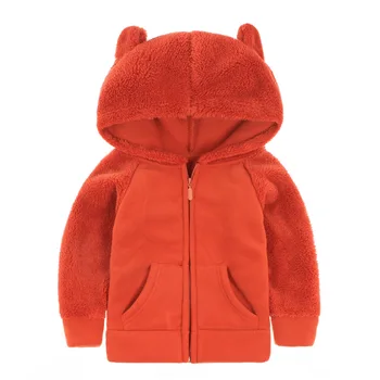

Fall Winter for Children Boys' Fur Soft Fleece Hoodie Hooded Jacket Outerwear Coat Clothing with Cartoon Bear Ears high quality