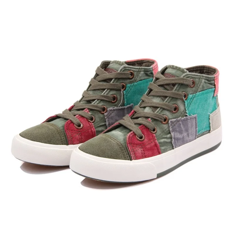 women's fashion casual trend color matching canvas sneakers