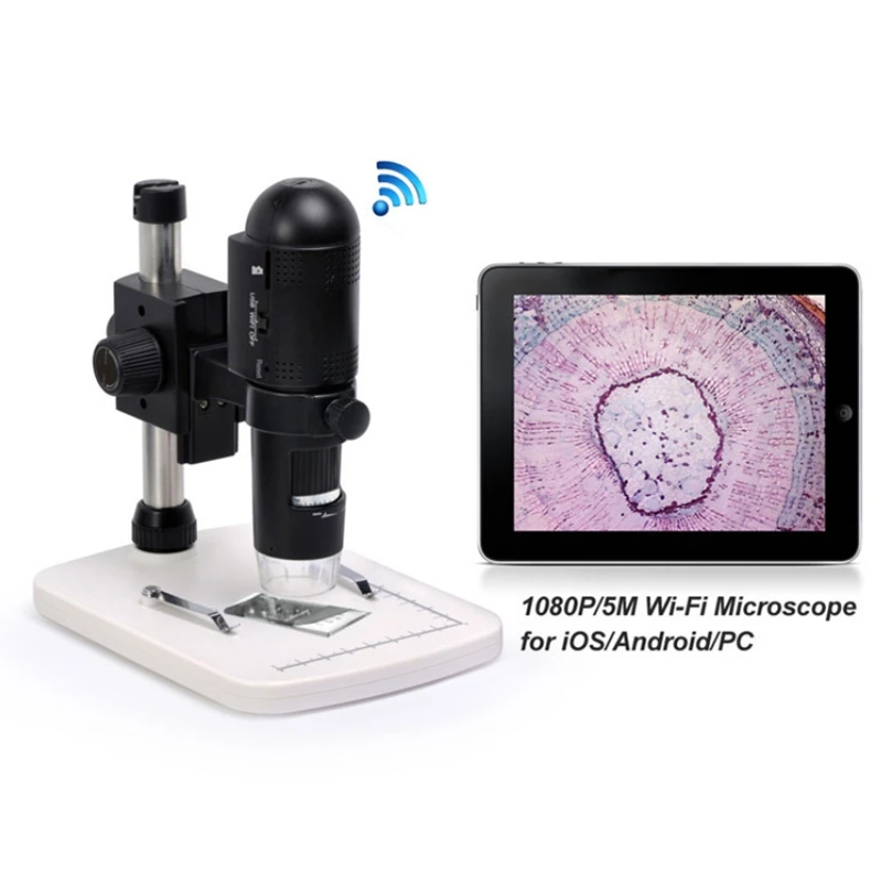 

1080P 5.0 MP HD Wifi Wireless 200X Digital Video Microscope Camera with 6LED and Stand for IOS / Android