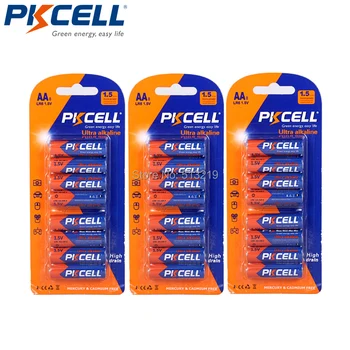 

24Pcs 3Card PKCELL 1.5V E91 AM3 MN1500 LR6 AA Alkaline Batteries For electric toys camera flash razors