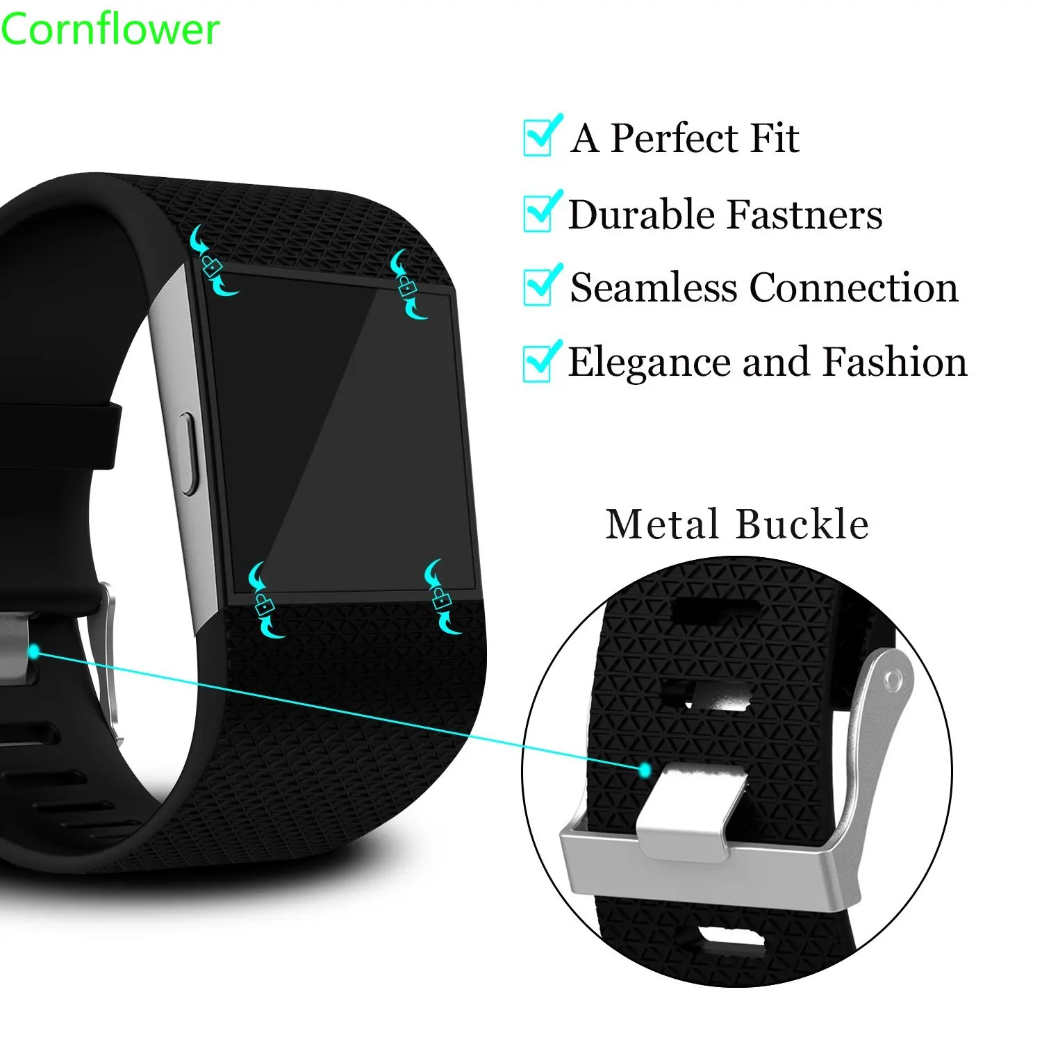 Acessório de Silicone Pulseira de Substituição para Fitbit Surge com Fivela de Metal Pulseira Fitness Pulseira de Relógio Feminina e Masculina Pequena - Image 3