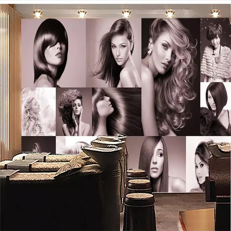 

Custom wallpaper wall HD fashion haircut hair salon hair mural living room bedroom sofa TV background wall